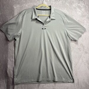 Oakley Polo Shirt Men's Size 2XL Gray Solid Regular Fit Short Sleeve hydrolix